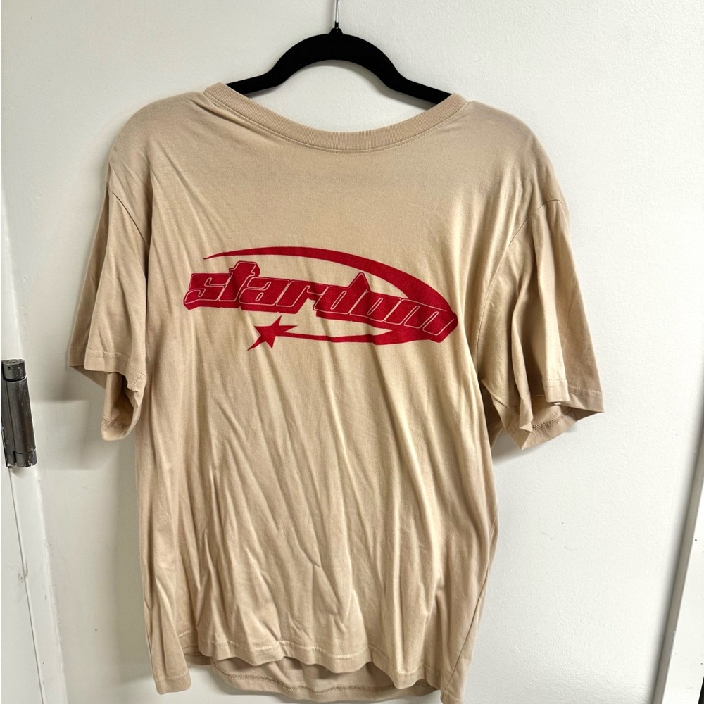Stardom Logo Graphic Tee - Beige with Red Print